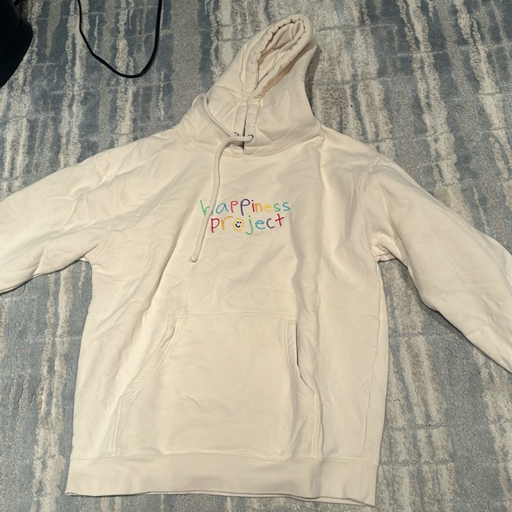 Happiness project sweatshirt: size medium- color white/beige